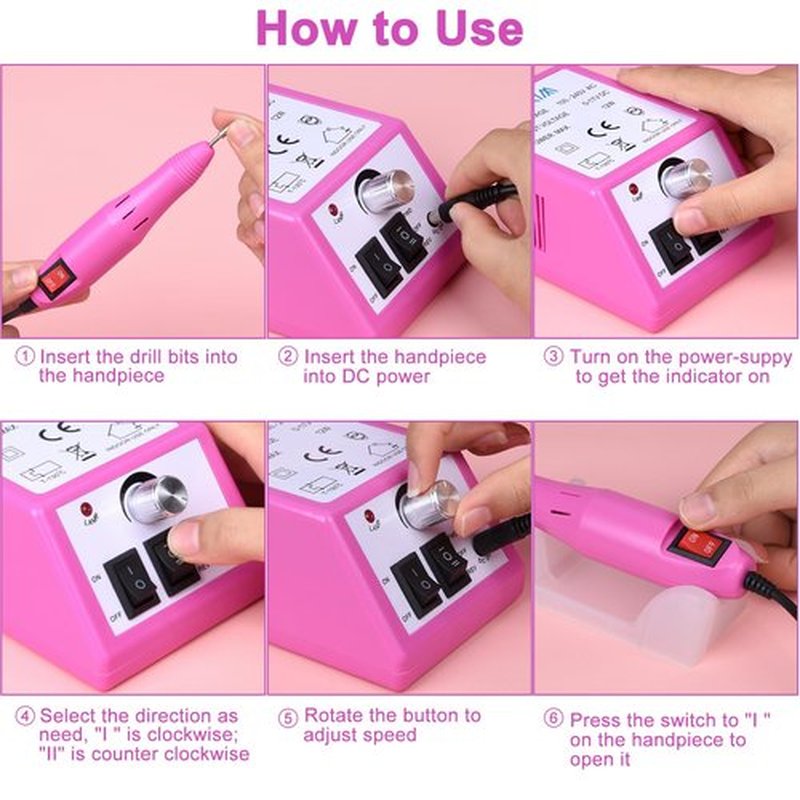 Electric Nail Drill, Cadrim Nail Drill Machine, Nail Electric Drill for Acrylic Nails Gel Nail Glazing Nail Drill Nail Art Polisher Sets Glazing Nail Drill Fast Manicure Pedicure, Pink