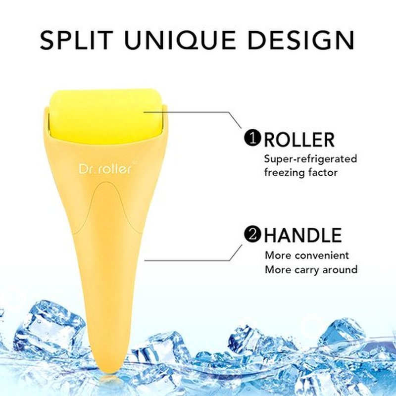 Dr.roller Ice Roller, Ice Roller for Face Freeze Massager, Ice Face Roller, Face Ice Roller Skin Care Tool for Reduce Pain Relief and Minor Injury, Relieve Puffiness (Silicone Yellow)