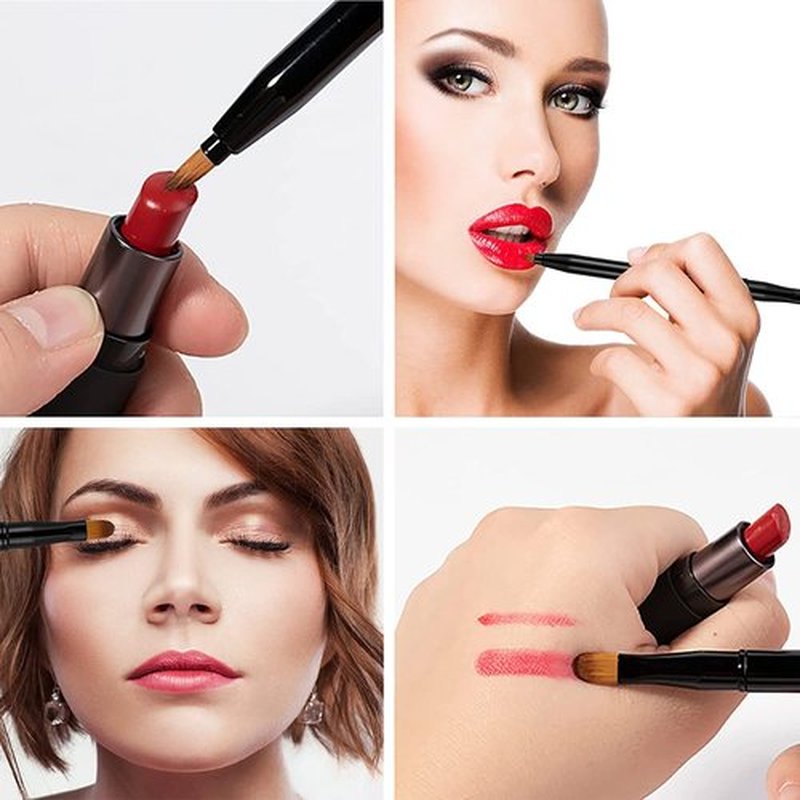 Exquisite Professional Lip Brush Applicators-Retractable Lipstick Brushes- Lipstick Gloss Makeup Brush Tool For Women and Girls (Bright Silver)