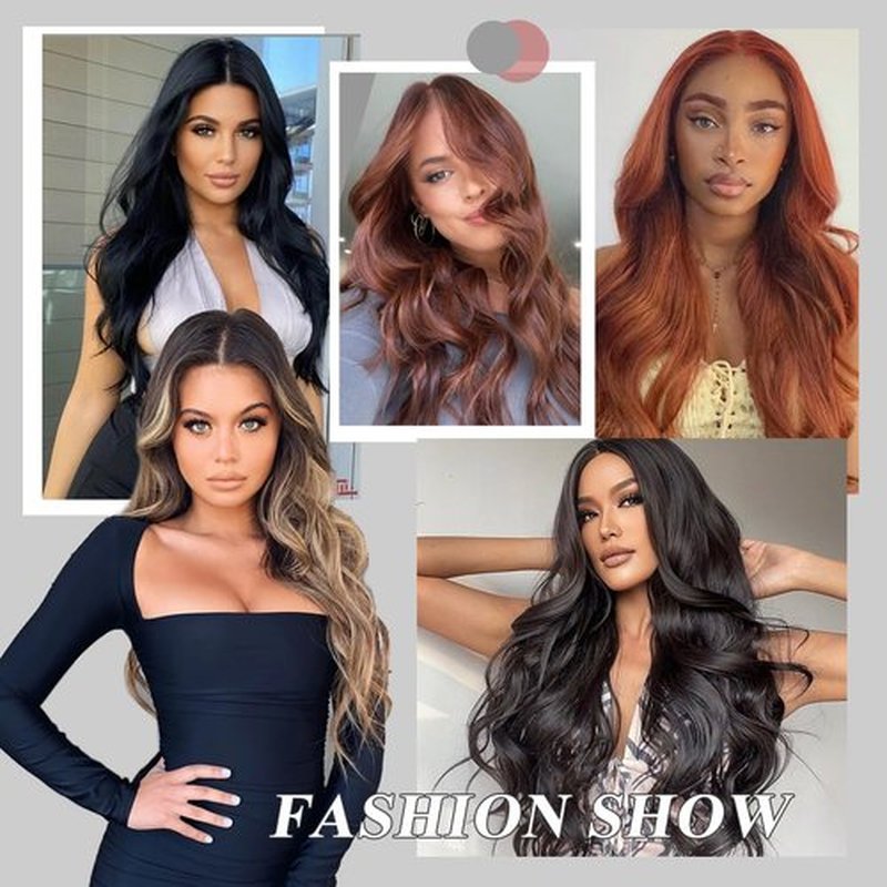 Long Auburn Wavy Wigs for Women 24 inch Copper Red Wig Natural Hair Synthetic Wig Middle Part Curly wig Heat Resistant Fiber Wigs for Daily Party Use