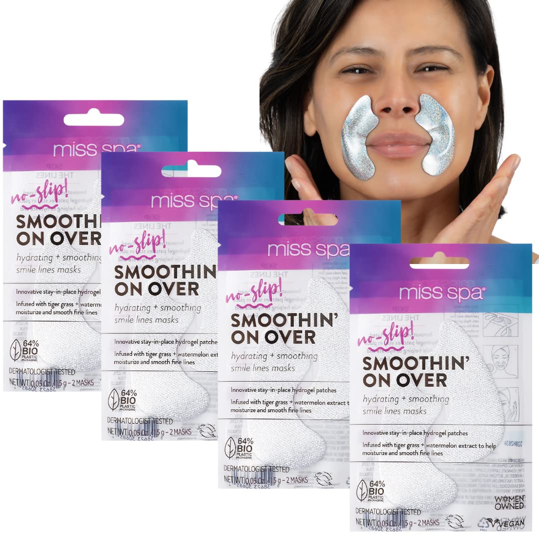 MISS SPA Smile Line Patches, Hydrating Smoothing Smile Lines Masks, Face Wrinkle Patches, Anti-Aging Serum Hydrogel Patches, Face Tape (4 Pairs)