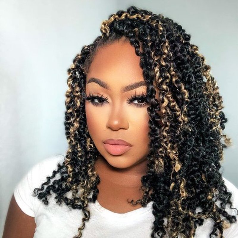 Pelokaa Passion Twist Hair - 10 Inch 7packs Black Mix Blonde Water Wave Crochet Braids Synthetic Braiding Hair Extensions (10 Inch 7Packs, P27)
