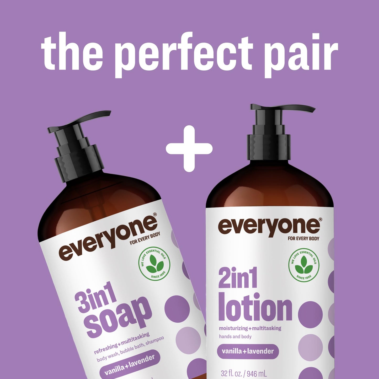 Everyone 2-in-1 Lotion for Hands/Body, 32 ounce (Pack of 2) Vanilla and Lavender made for Men and Women