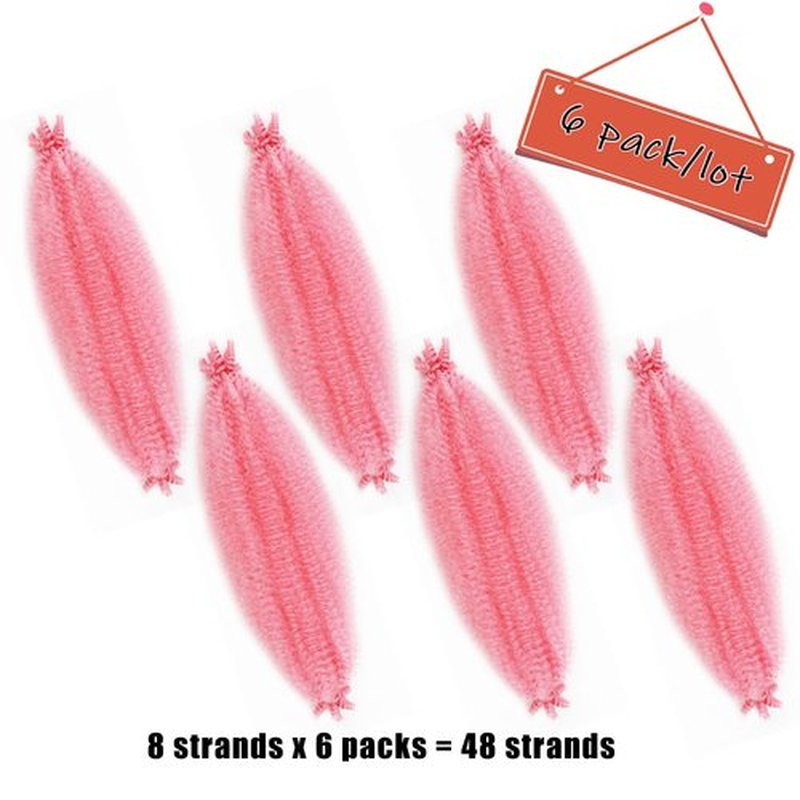IXIMII 6 Packs Hot Pink Pre-Separated Springy Afro Twist Hair 12 Inch Soft Pre-Separated Marley Braiding Hair Pre-Fluffed Synthetic Hair Extensions for Distressed Faux Locs,Spring Twists,Passion Twist