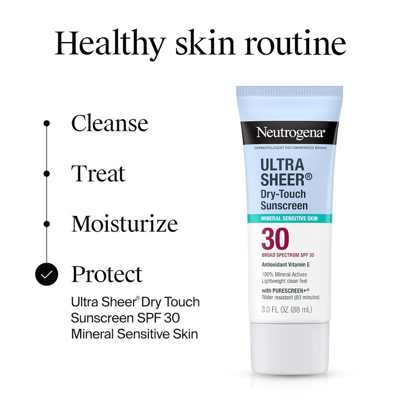 Neutrogena Ultra Sheer Mineral Sunscreen SPF 30 - Oxybenzone-Free, 3.0 fl. oz | Face & Body Protection