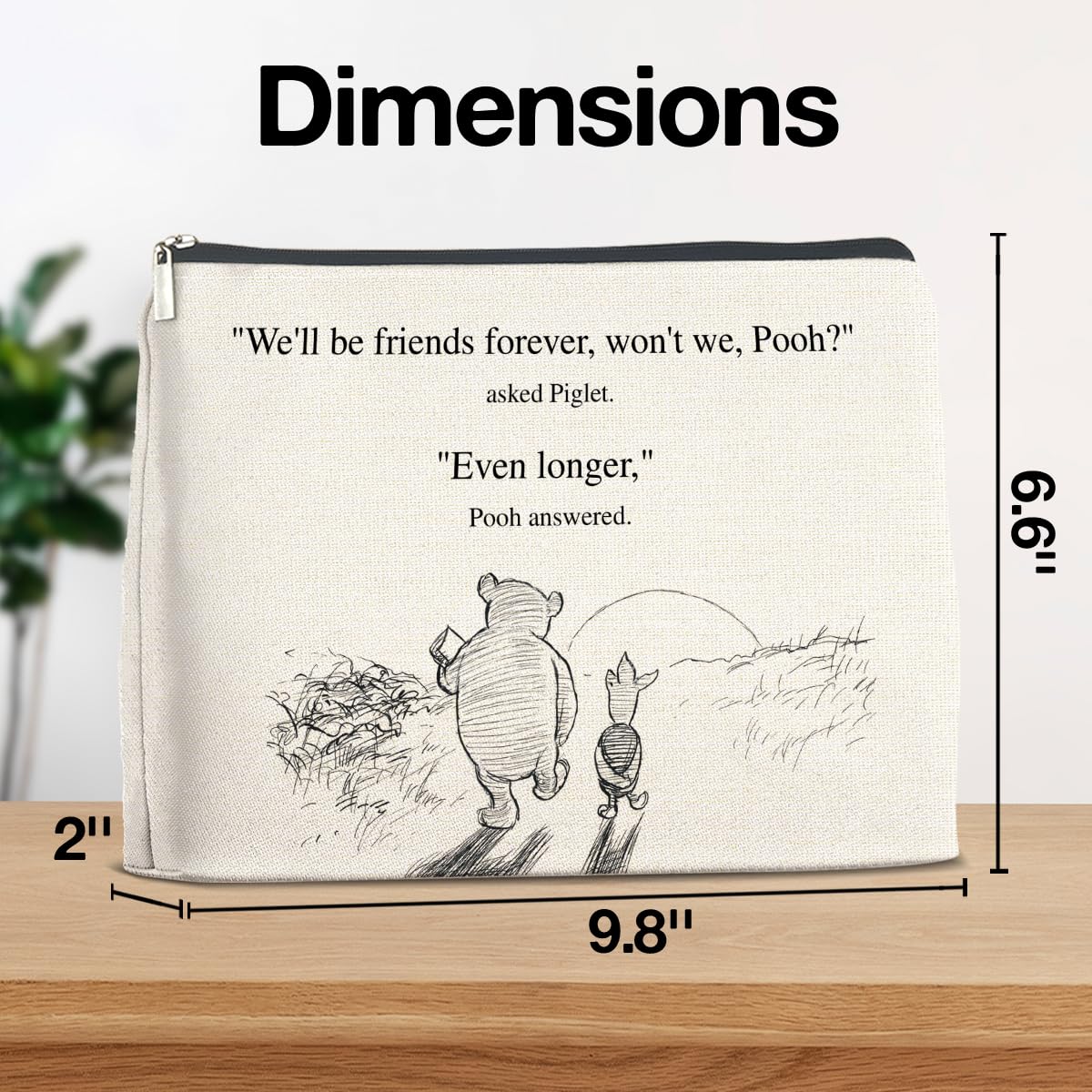 YeleY Friendship Gifts for Women Friends, Pooh Bear Gifts for Best Friends, Classic Pooh Bear Makeup Bag Cosmetic Bag