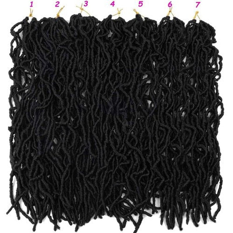 7 Packs 24 Inch Soft Locs Crochet Hair Pre Looped Faux Locs Crochet Braids 126 Stands Curly Wavy Goddess Locs for Butterfly Crochet hair for Black Women (24 Inch 7Pack 1B)