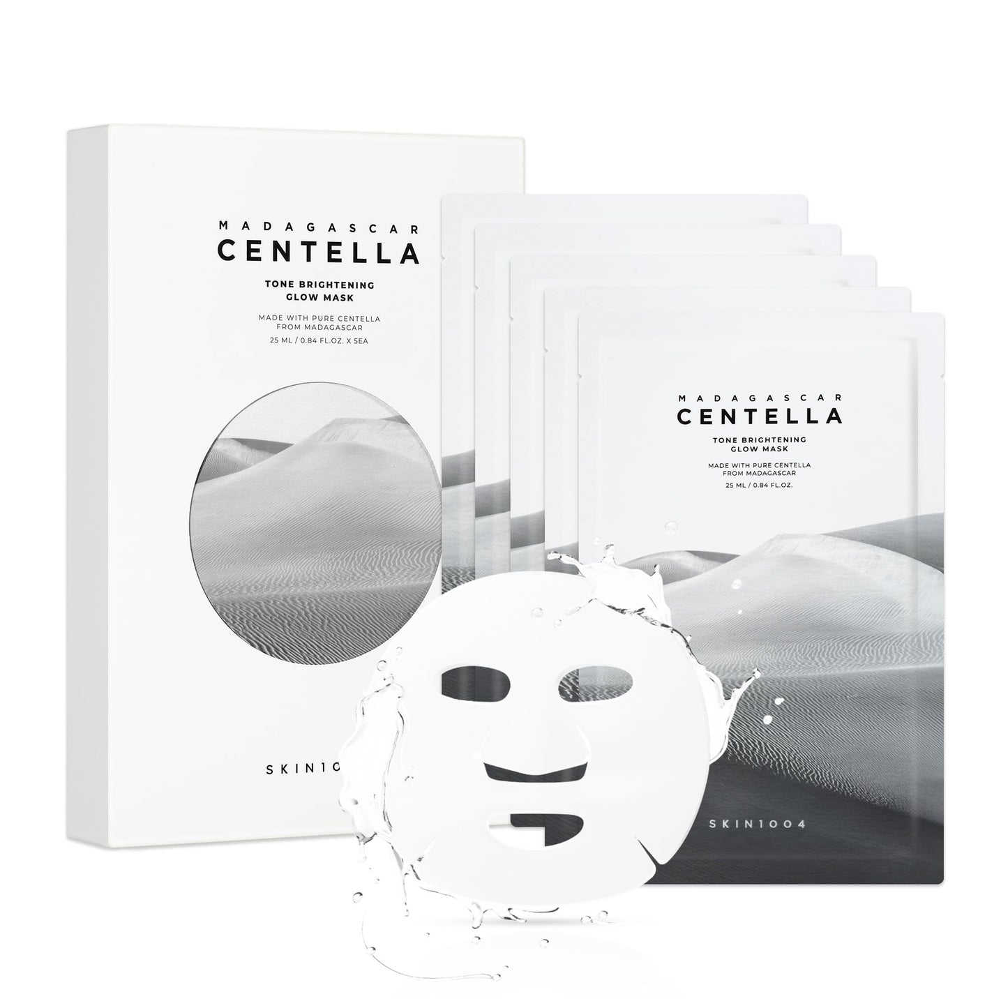 SKIN1004 Tone Balancing Mask, Face Mask Skincare for Uneven Skin Tone, Facial Sheet Mask for Radiant Skin Glow, Hydrating Face Mask with Madagascar Centella, Korean Skin Care, 0.84 fl oz / 25ml * 5ea