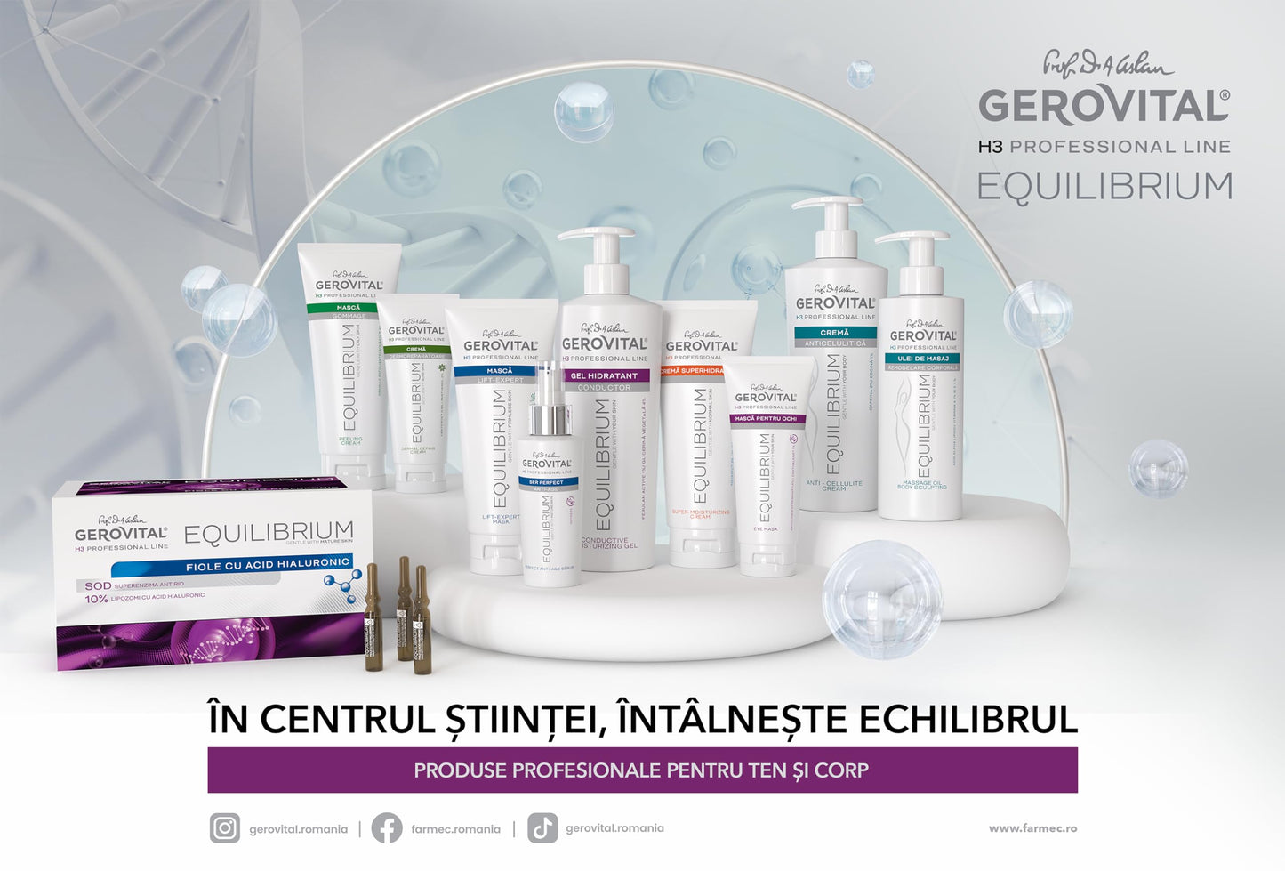 Gerovital EQUILIBRIUM - Perfect Anti-Age Professional Face Cream with Hyaluronic Acid | Regenerating and Restructuring | Anti-Aging |Anti-Wrinkle | Moisturizing - 200 ml