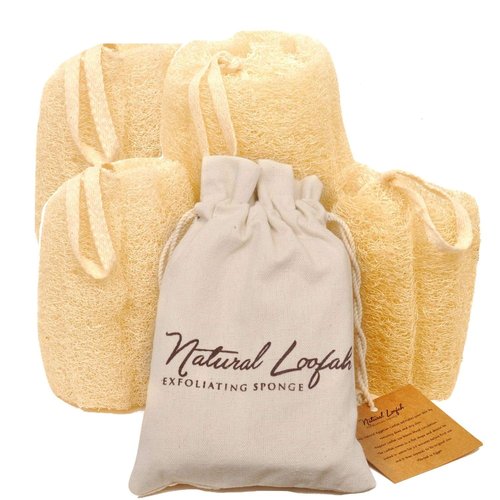 All Natural Loofah Sponge, Pack of 4 Real Egyptian Bath & Shower Exfoliating Loofa Scrubber Sponges for Face, Back & Body, Eco Friendly, No Toxic Chemicals, 6" x 6" by Crafts of Egypt