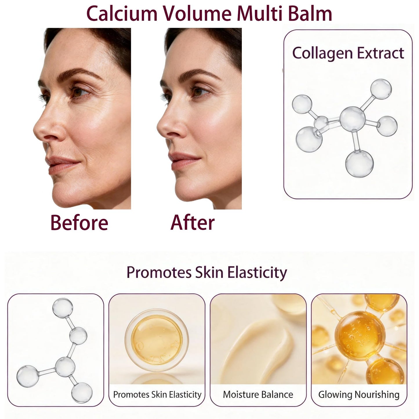 ONMYLOVIN 2-Pack Calcium Multi Balm Stick -Collagen Moisturizing Balm Stick for Face,Eyes & Neck, Anti-Wrinkle Eye Cream, Wrinkle Core Sticks For Firming Skin,Hydrating,Anti-aging