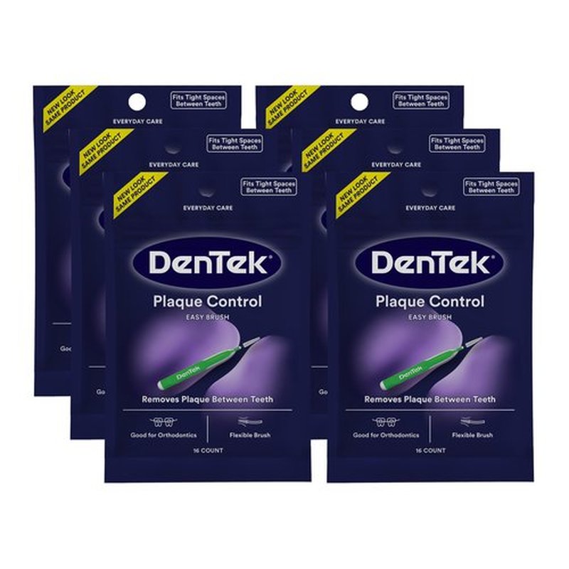 DenTek Easy Brush Plaque Control Interdental Cleaners, Tight, 16 Count, 6 Pack
