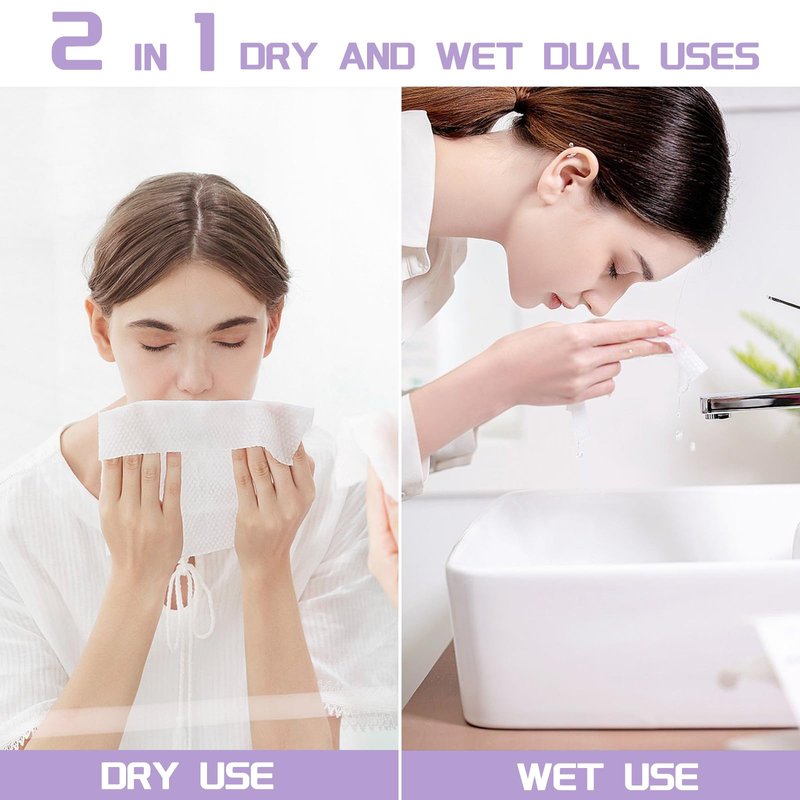 Disposable Face Towel 600 Count, Soft Cotton Face Towels, Dry Wipes Facial Cloths Towelettes for Washing and Drying, Lint Free Facial Tissue for Skincare, Makeup Remover and Cleansing