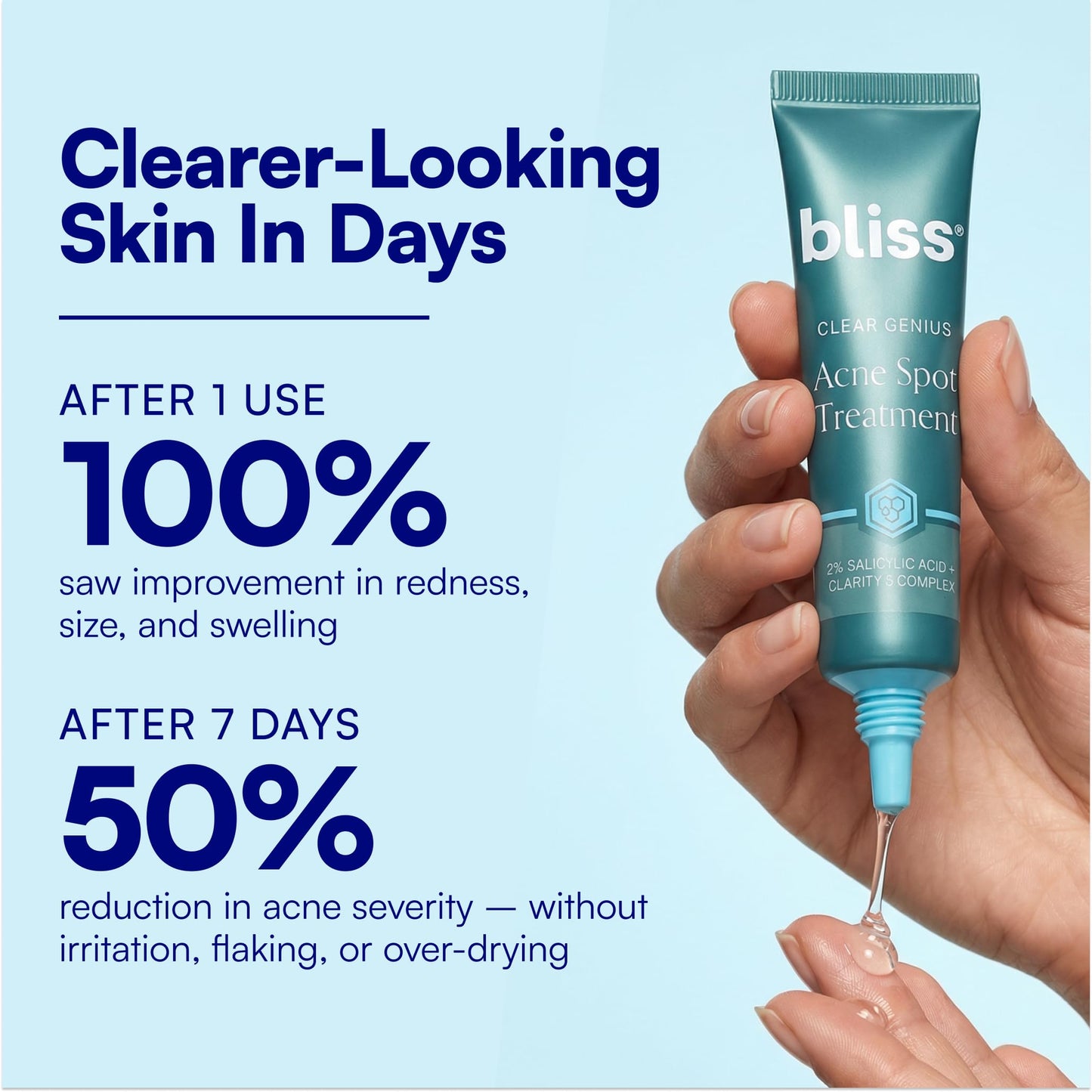 Bliss Clear Genius Acne Spot Treatment – Maximum Strength 2% Salicylic Acid Shrinks Blemishes – Clean, Vegan, Cruelty-Free, 0.5 Fl Oz