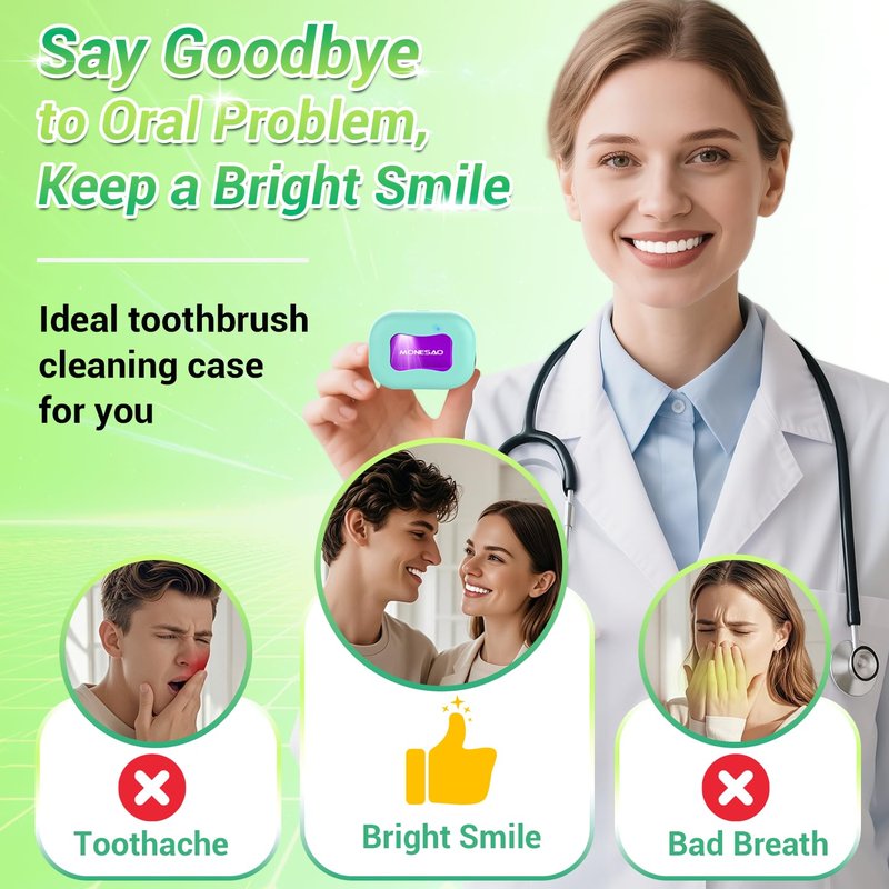 Toothbrush Sanitizer Case - Rechargeable Holder for Electric & Manual Brushes | Travel-Friendly Blue Design