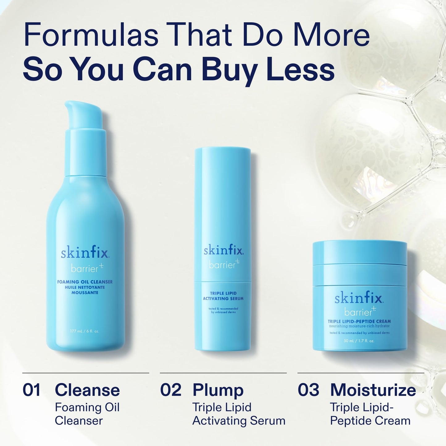 Skinfix Nourishing Cleanse + Moisturize Set with Hyaluronic Acid - Includes Mini Foaming Oil Cleanser (2 fl oz) & Mini Triple Lipid-Peptide Cream (0.5 fl oz) - Vegan, Cruelty Free