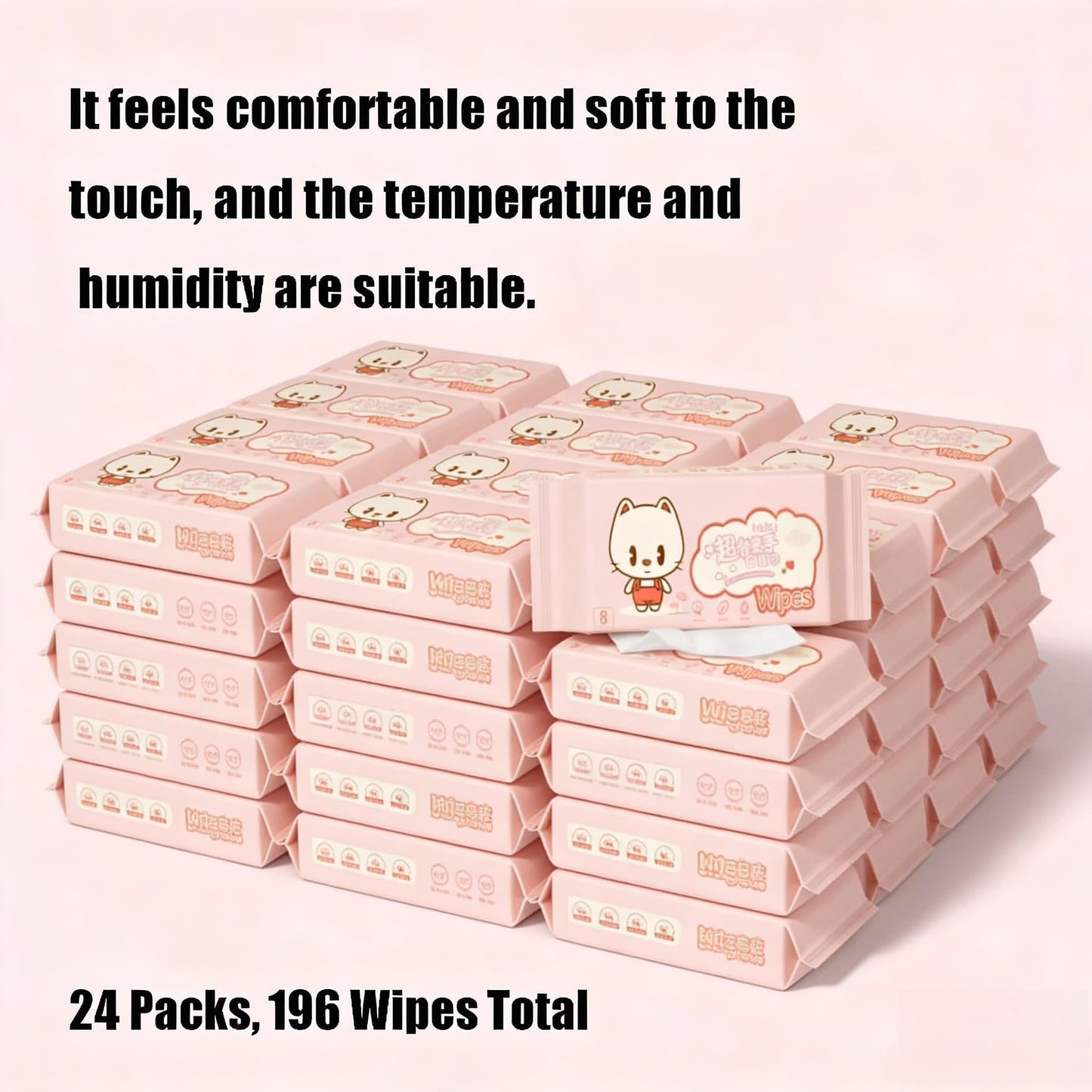 Impossibly Compact Travel Cleaning Wipes - Skin-Friendly Wet Wipes, Hypoallergenic & Unscented for Adults, Kids & Baby Care - 24 Pack Total 192 Wipes