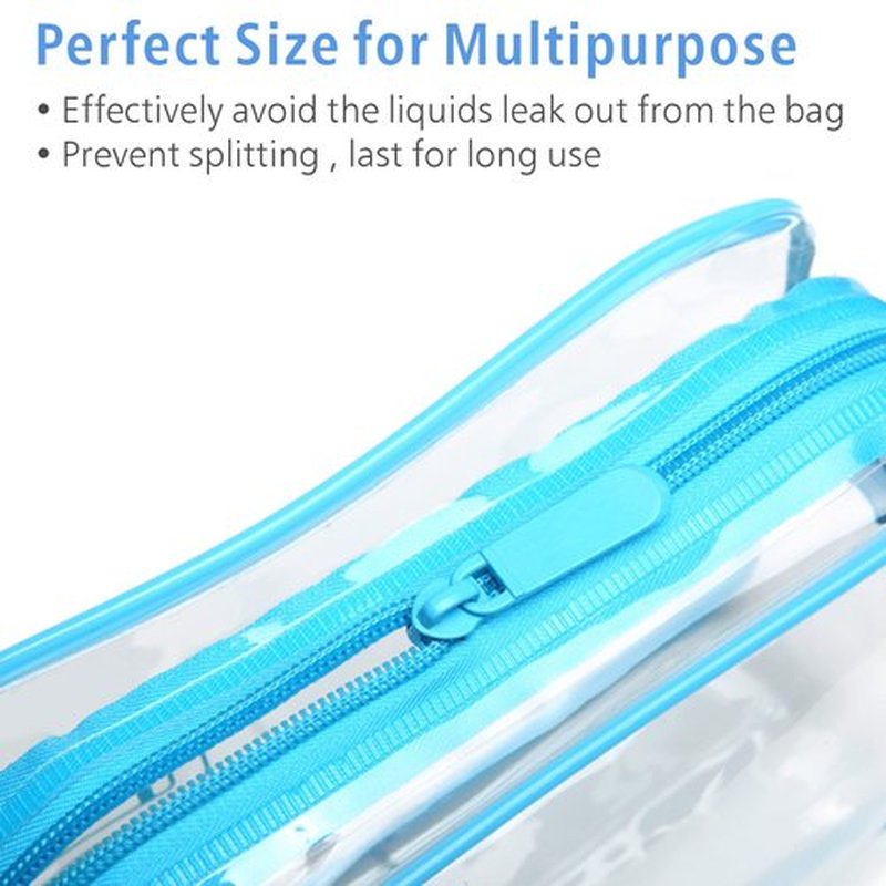 PACKISM Clear Makeup Bags, 2 Pack Quart Size Travel Bag TSA Approved Clear Travel Bags for Toiletries, Clear Cosmetic Bags Carry on Clear Toilety Bag TSA Approved Toiletry Bags, Blue