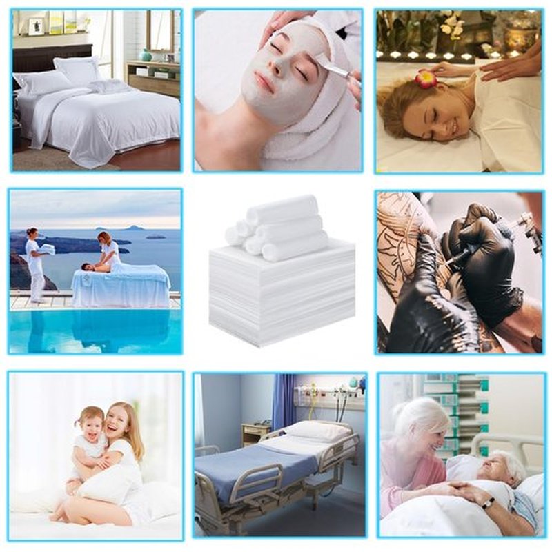 MVSUTA 50 Pieces White Disposable Bed Sheets Non-woven Fabric SPA Table Sheet Bed Cover for Massage Beauty Tattoos,31'' x 71''