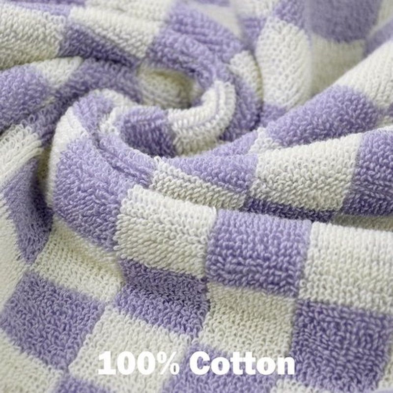 Cotton Washcloth 12 Pack (Lilac Checkered), Soft Absorbent Washcloths Facecloth, Cotton Face Towels Set for Body Showering 13x13 Inches, Gifts