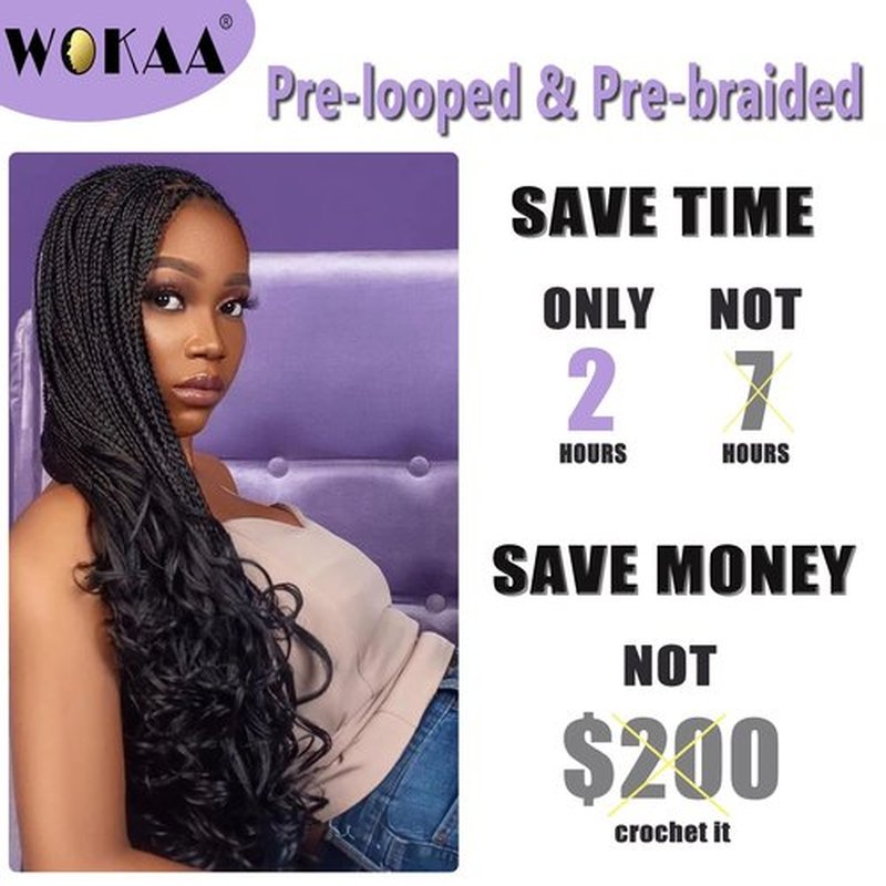 French Curl Crochet Braids 12 Inch Goddess Box Braids Crochet Hair Pre Looped Crochet Box Braids with Curly Ends Synthetic French Curly Braiding Hair Extensions 8 Packs P27/613