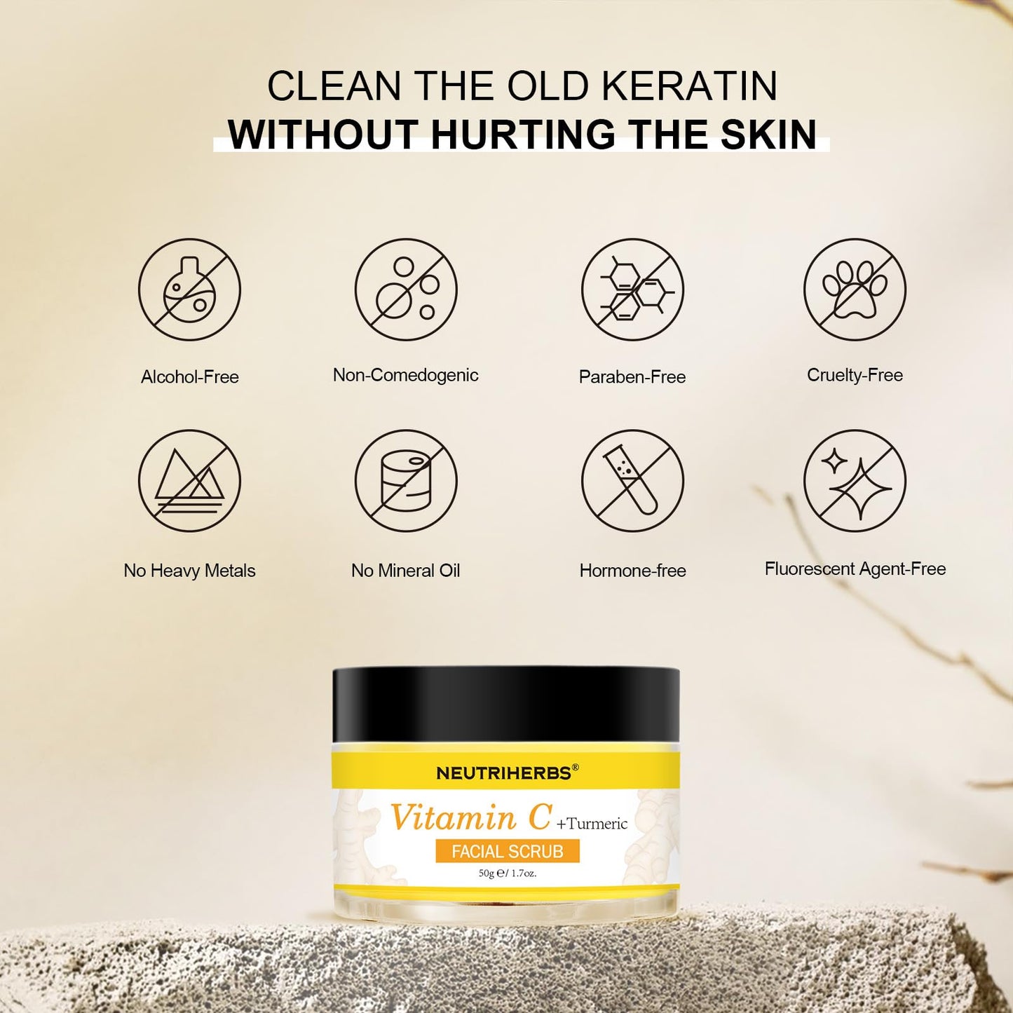 NEUTRIHERBS Turmeric Face Scrub, Exfoliating Scrub Cream with Vitamin C, Smooth, Brighten Skin - 1.76oz