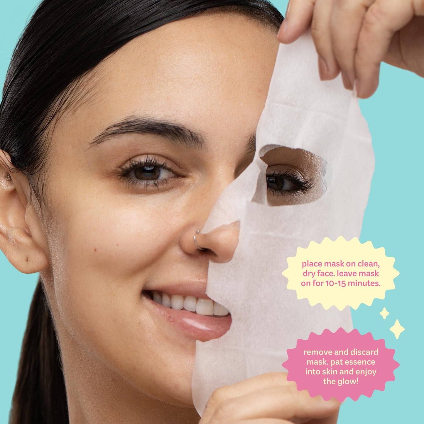 The Creme Shop Glow Check Comfort Sheet Mask 5 Pack, Facial Sheet Mask, Korean Skin Care, Korean Glass Skin, Hydrating, Brightening, Rice Water- Brightening Glow