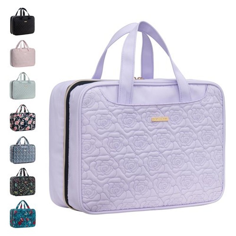 Everfun Hanging Travel Toiletry Bag for Women Traveling With Leakproof Compartment Makeup Cosmetic Organizer Dopp Kit Travel Accessories Essentials Must Have