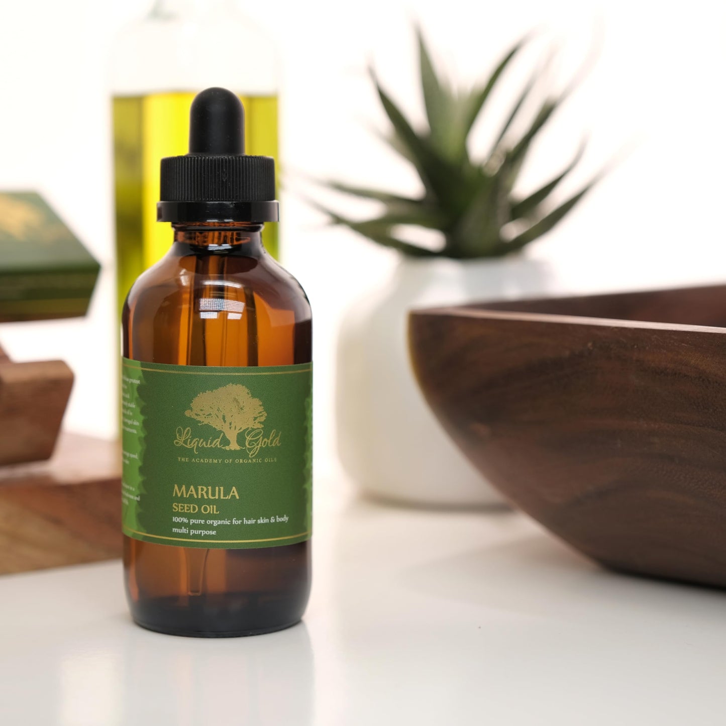 Liquid Gold Inc - 4 oz with dropper - Marula Oil - GLASS BOTTLE Organic