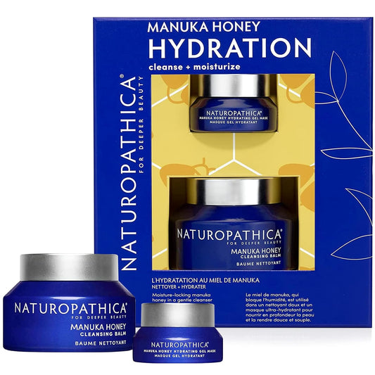 Manuka Honey Hydration Set - Cleansing Balm & Gel Mask Duo | Full Size 2.8 oz & Travel Size 0.5 oz