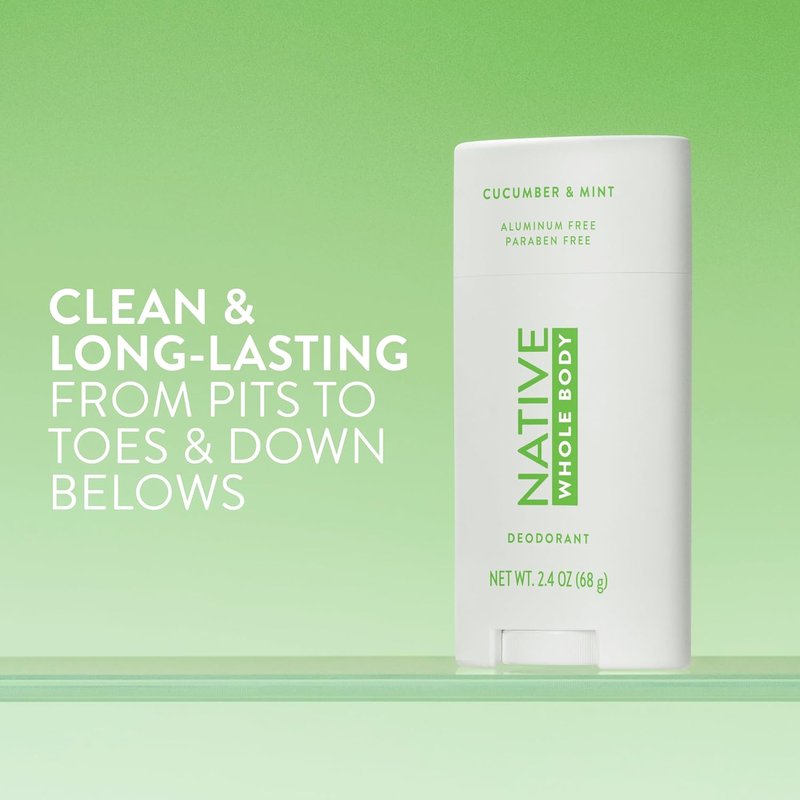 Native Whole Body Deodorant - Cucumber & Mint Scent, 72-Hour Odor Protection | Aluminum-Free, 2.3oz