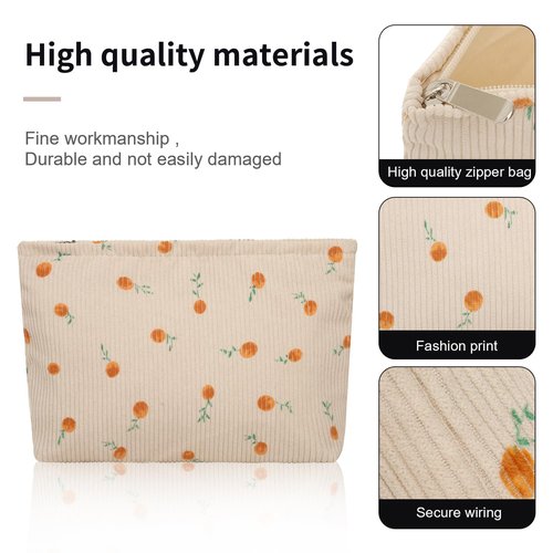 Wudimeitt Cosmetic bag Makeup bag Preppy Cute Corduroy Toiletry bag for women travel essentials (Yellow rose)