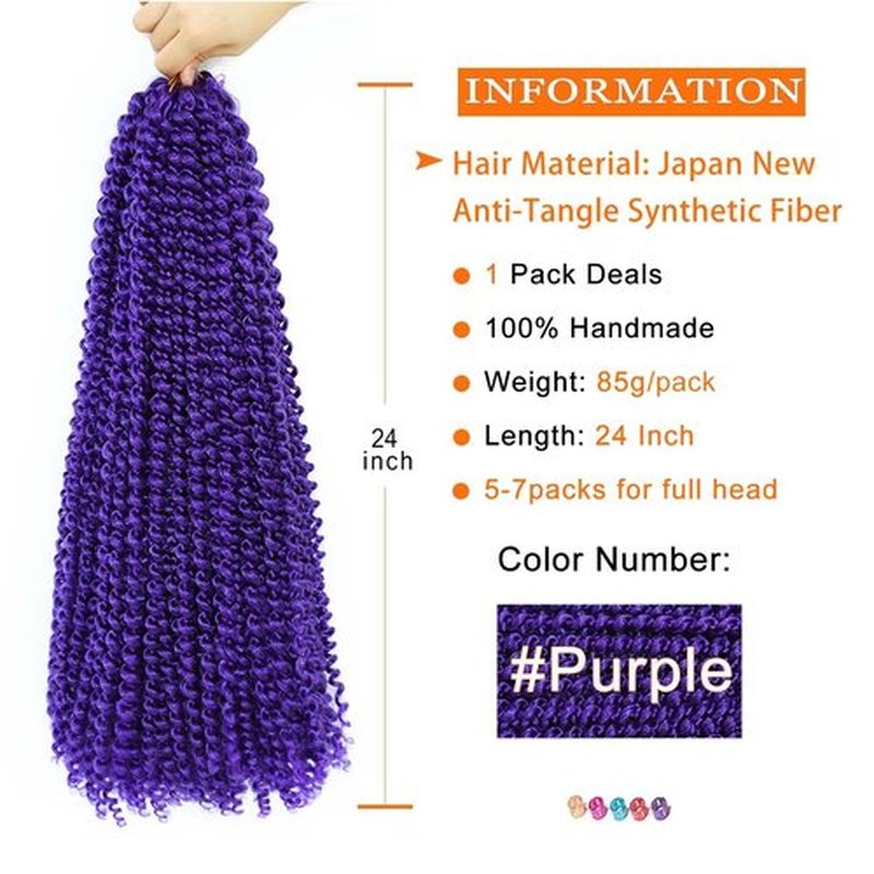 Purple Passion Twist Hair 24 Inch 1Pack Water Wave Crochet Hair for Passion Twists Long Bohemian Braiding Protective Style Hair Extensions (24 Inch, 1 Pack, Purple#)