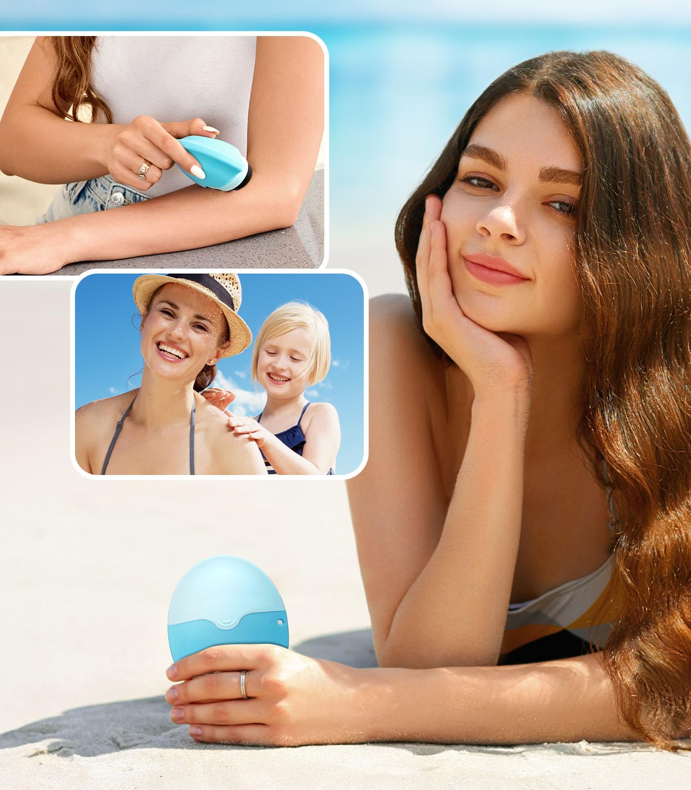 Sunscreen Applicator, Refillable Roll On Sponge Sunscreen Applicator for Kids, BPA-Free Silicone Lotion Applicator for Sunscreen, Body Lotion, Perfect for Travelers Women