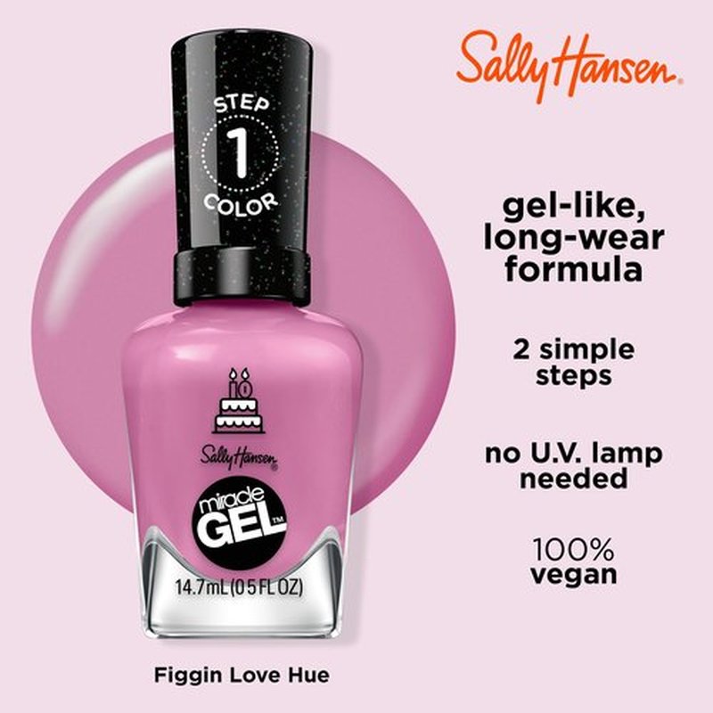 Sally Hansen Miracle Gel™, One Gel of a Party Friggin' Love Hue, Long Lasting, Gel-Like Formula, No UV Lamp Needed, Pink Nail Polish