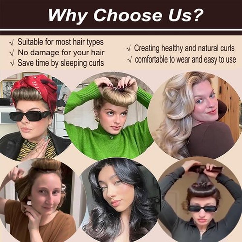Heatless Blowout Rods,Large Heatless Hair Curler for Overnight Curls, 3pcs Flexible Blowout Rods with Satin Hair Bonnet, Hair Curlers to Sleep In,Thick Curling Rod Curlers