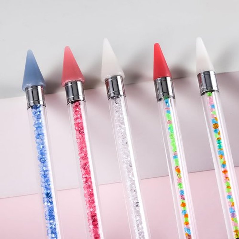 Jutqut 2PCS Rhinestone Picker Dotting Pen, Dual-ended Rhinestone Gems Crystals Studs Picker Wax Pencil Pen Crystal Beads Handle Manicure Nail Art DIY Decoration Tool
