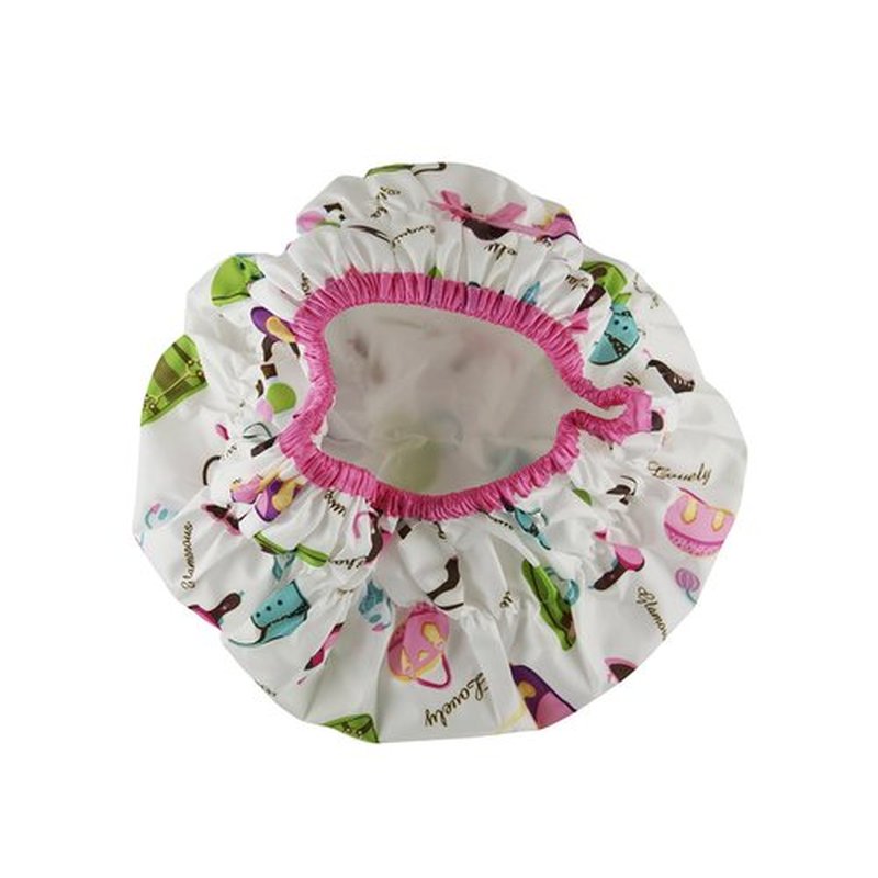 Reusable Shower Cap & Bath Cap, Lined, Oversized Waterproof Shower Caps Large Designed for all Hair Lengths with Lining & Elastic Band Stretch Hem Hair Hat - Fashionista Diva (Pack of 2)