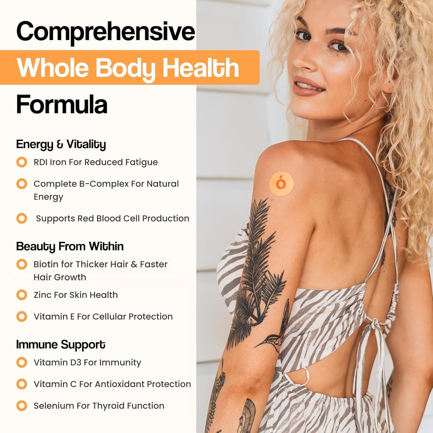 Vytadose Multivitamin Patches | Hair Growth for Women | Topical Daily Iron, Biotin & Vitamin Patches Supports Thicker Hair, Skin & Nails | Vegan, Water-Resistant | Kind to Sensitive Skin | 30 Count