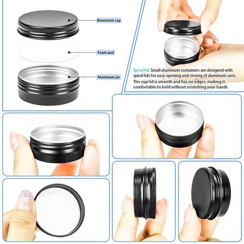 MotBach 16 Pack 0.5oz Tin Jars, 30ml Metal Tin cans, 1/2 Ounce Aluminum tin can jar Containers with Lid for Lotion Bars, Balms, Spices, Salve, Beard Balm, Toiletries, Creams, Samples, Makeup Cosmetic