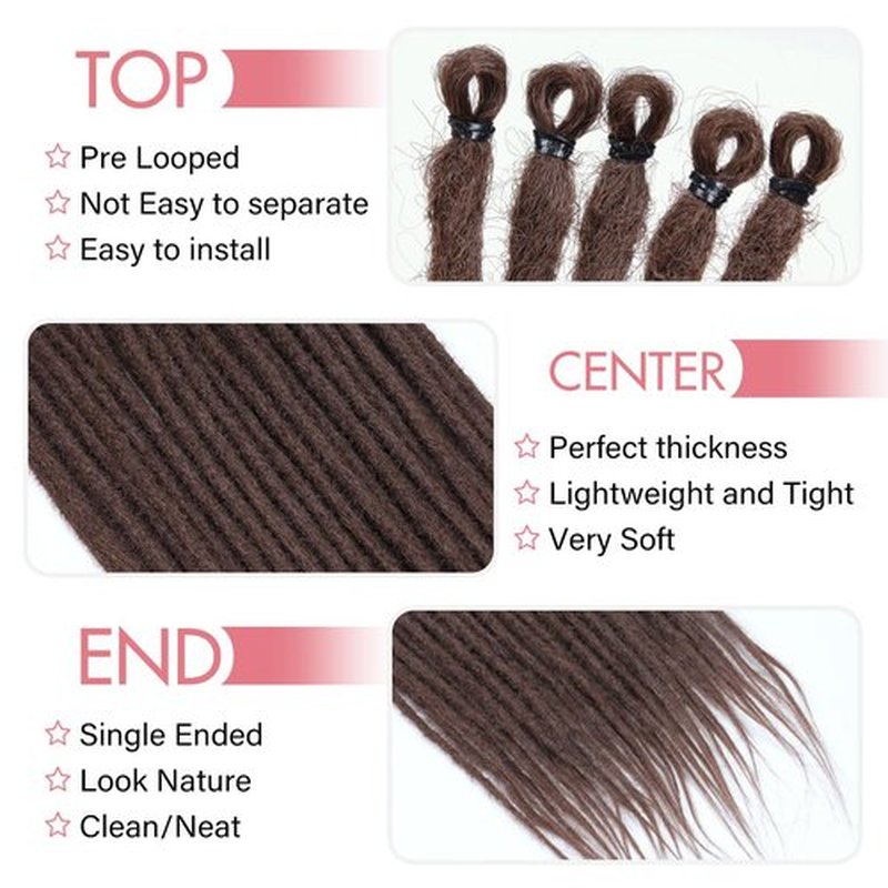 24 Inch 40 Strands Dreadlock Hair Extensions,Synthetic Hippie Single Ended Handmade Dreads,Thin 0.6cm Width Straight Reggae Style Dreadlocks for Woman,#8