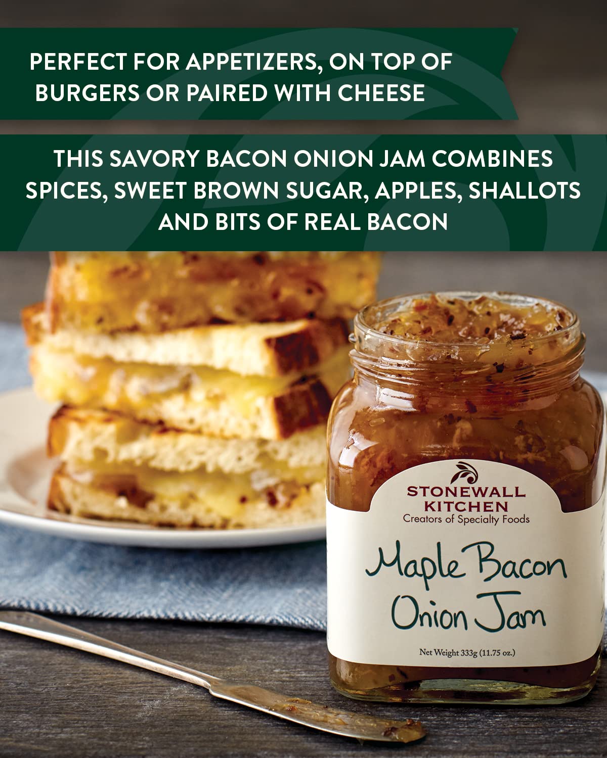 Stonewall Kitchen Maple Bacon Onion Jam, 11.75 oz (Pack of 2)