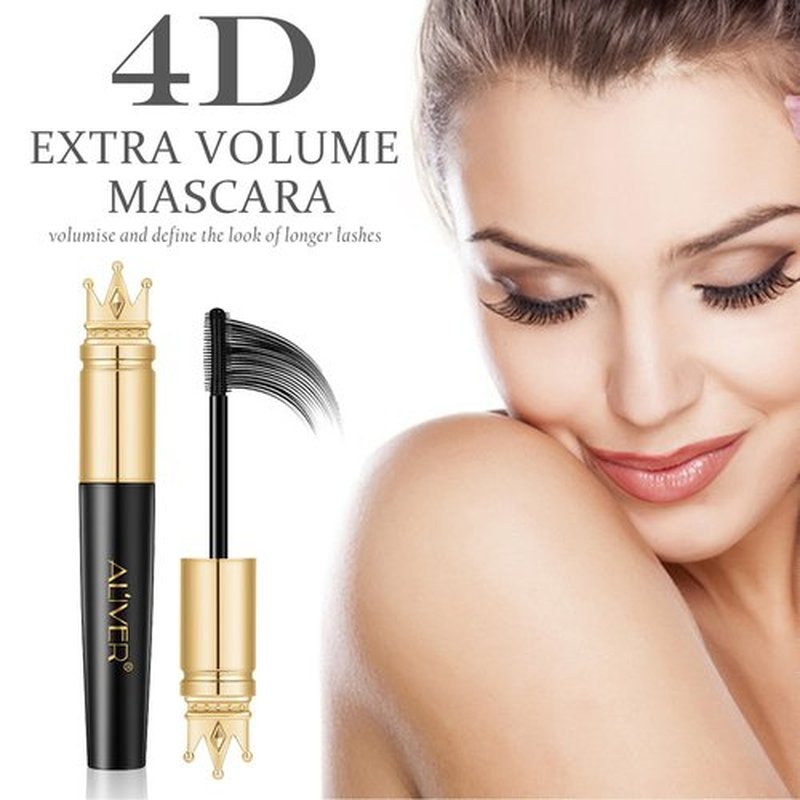 2 Pack Waterproof Mascara Black, Mascara Volume and Length, 4D Silk Fiber Lengthening Voluminous Mascara, Long-Lasting Lash Sensational Mascara, Feathery Soft Full Lashes, Golden Crown, Blackest Black
