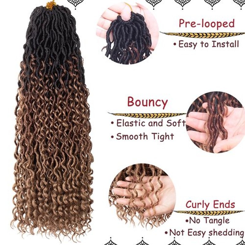 Beverlee 30 Inch Goddess Locs Crochet Hair 8 Pcak Boho Locs Goddess Faux Locs Boho Crochet Locs Pre Looped Soft Hippie Locs Synthetic Bohemian Curly Crochet Locs Hair for Black Women
