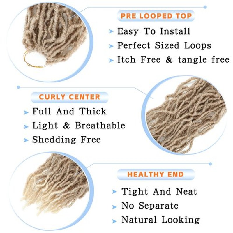 Faux Locs Ombre Soft Locs Crochet Hair 22 Inch 7 Packs 27/613 Faux Locs Crochet Hair Pre Looped Crochet Braids For Black Women Butterfly Hair(22inch, 7 Packs, 27/613)