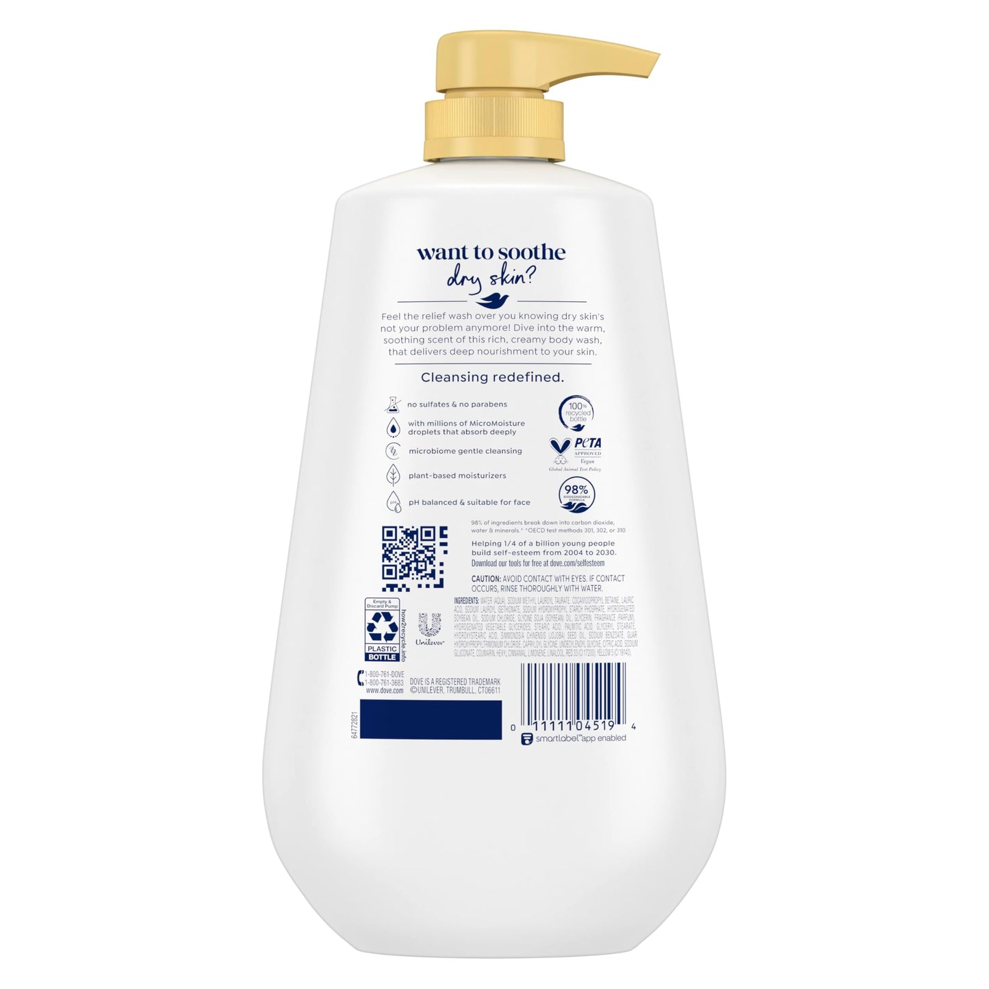 Dove 24hr Lotion Body Wash Dryness Relief with Jojoba Oil, 30.6 oz