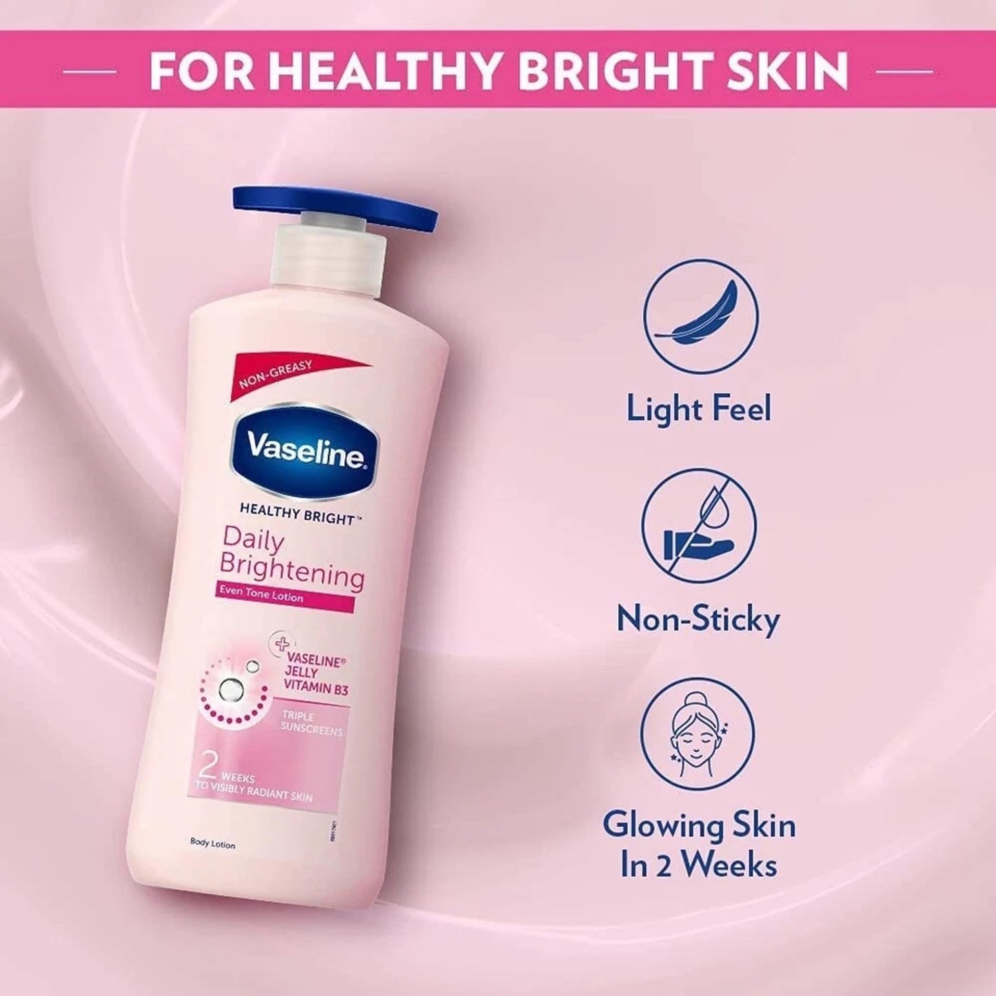 Vaseline Healthy Daily Body Lotion with Vitamin B3, Lightweight Daily Use Moisturizing Lotion – 400 ml (13.53 fl oz)