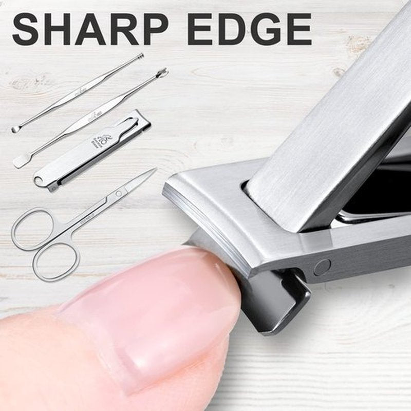 6 Pcs Nail Clippers Set Stainless Steel Nail Clipper Extra Thin Travel Makeup Kit Manicure Personal Beauty Care Leather Pocket with Mirror