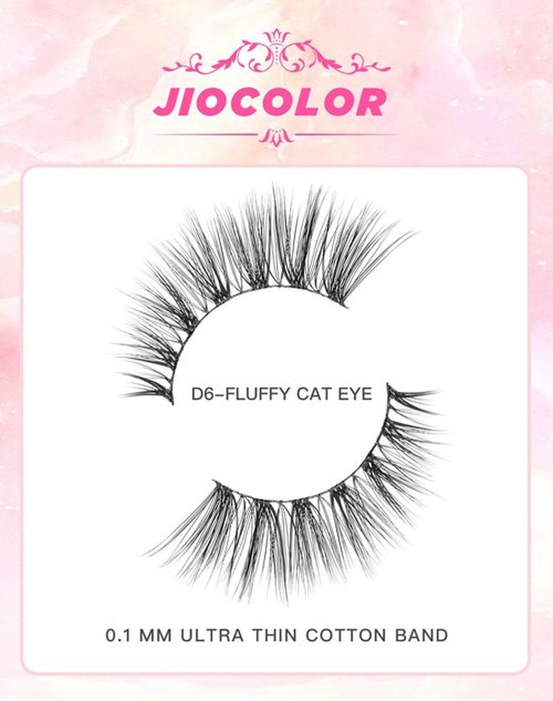 Cat Eye Lashes Natural Look Short Wispy Faux Mink Eyelashes Jiocolor Soft Thin Band False Eyelashes 14 mm False Lashes 10 Pairs D6