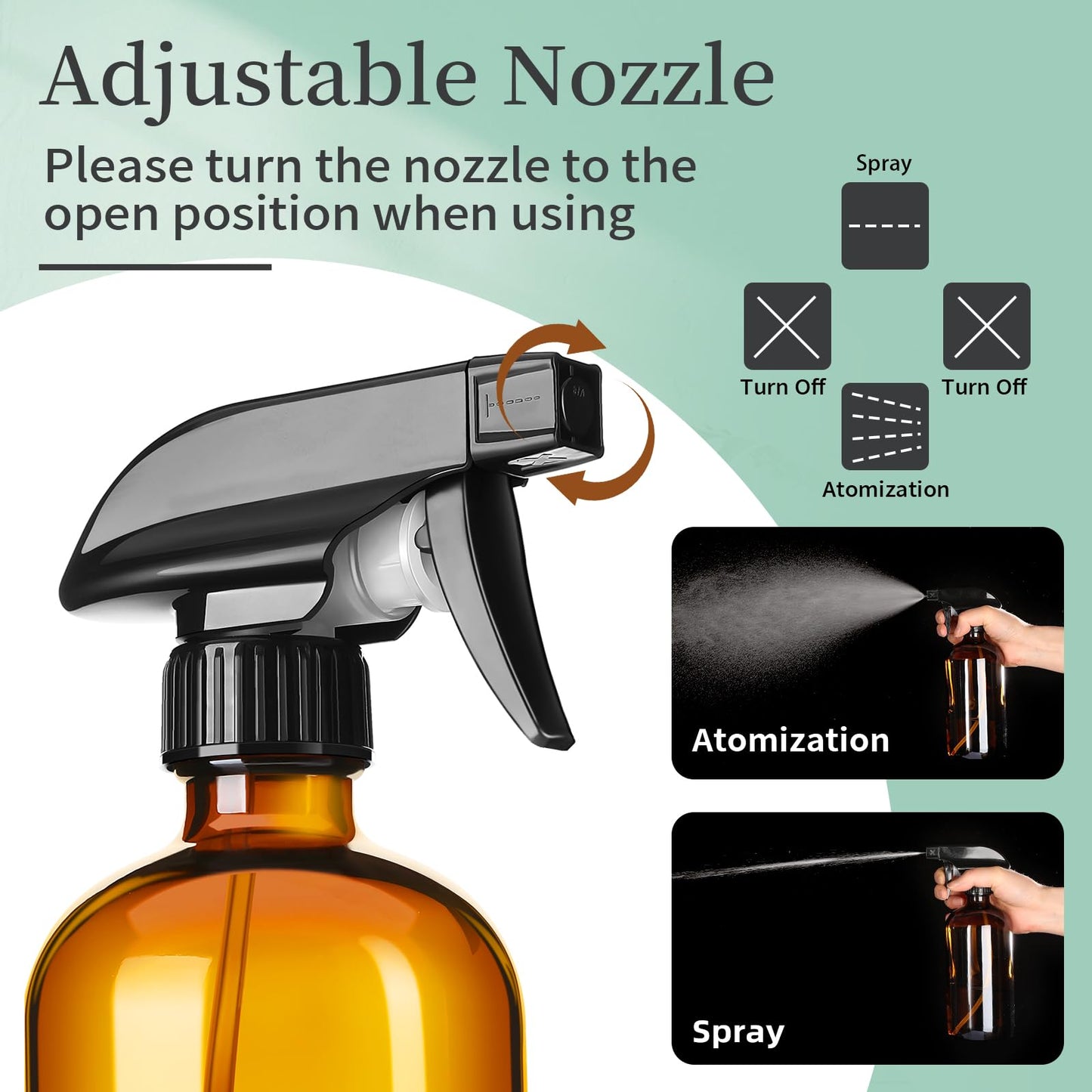 GIVAMEIHF 8oz Amber Glass Spray Bottles,6 Pack Glass Spray Bottles Refillable Empty Bottle with Adjustable Nozzle,Spray Bottle for Essential Oils,Cleaning Solutions,Pets,Hair Mister,Gardening